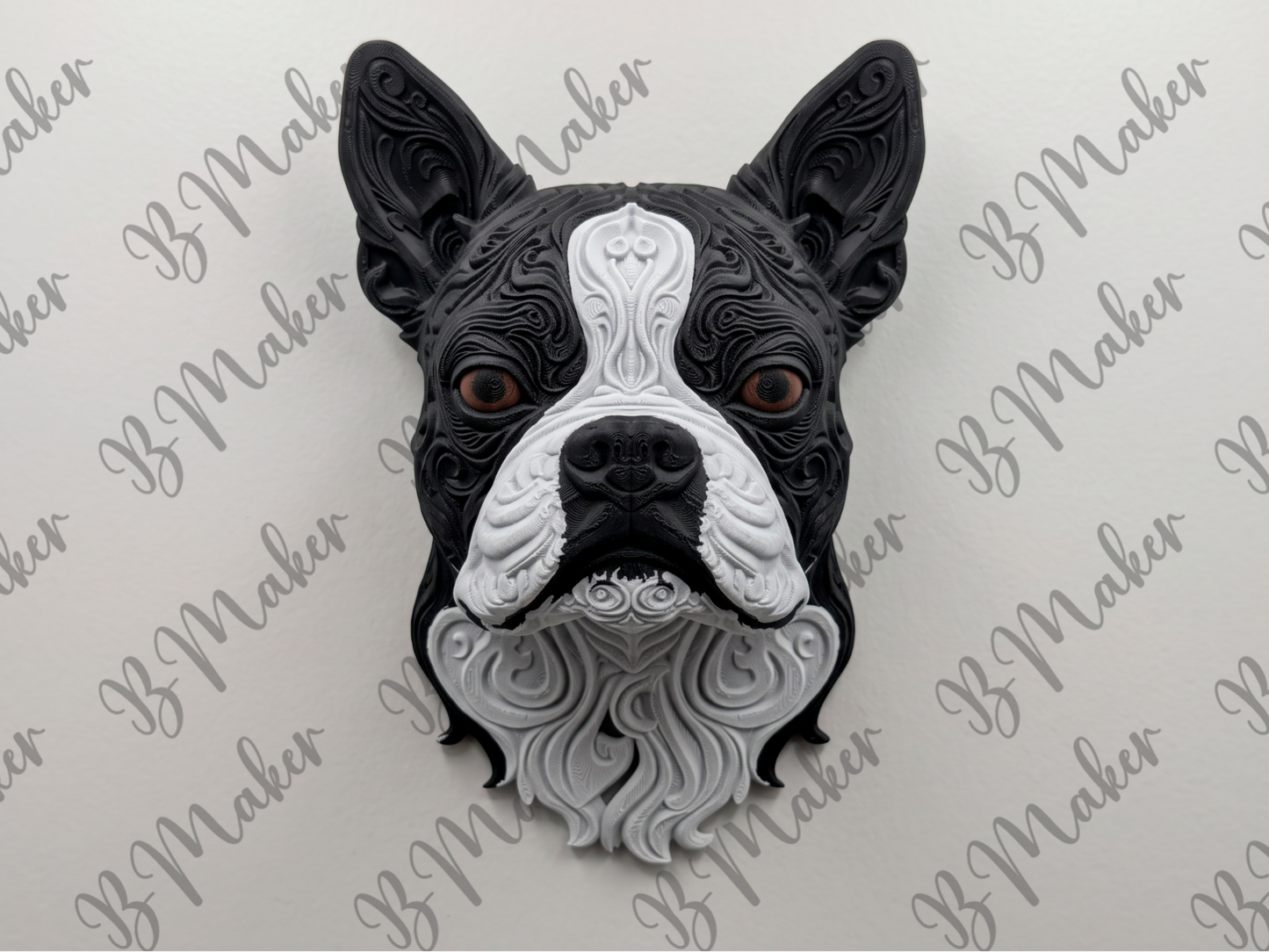 Boston terrier - Arte de pared 3D printed wall art by Mythical Makers 3D