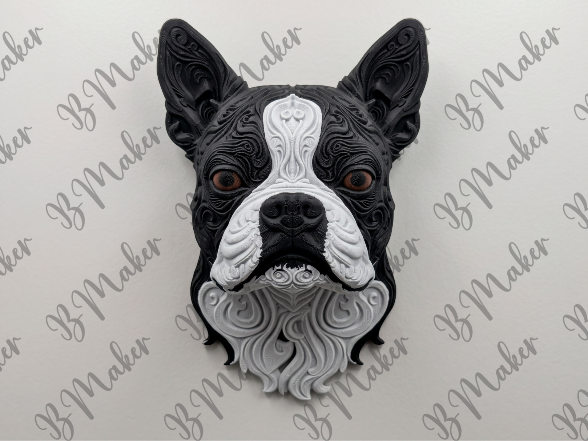Boston terrier - Arte de pared 3D printed wall art by Mythical Makers 3D