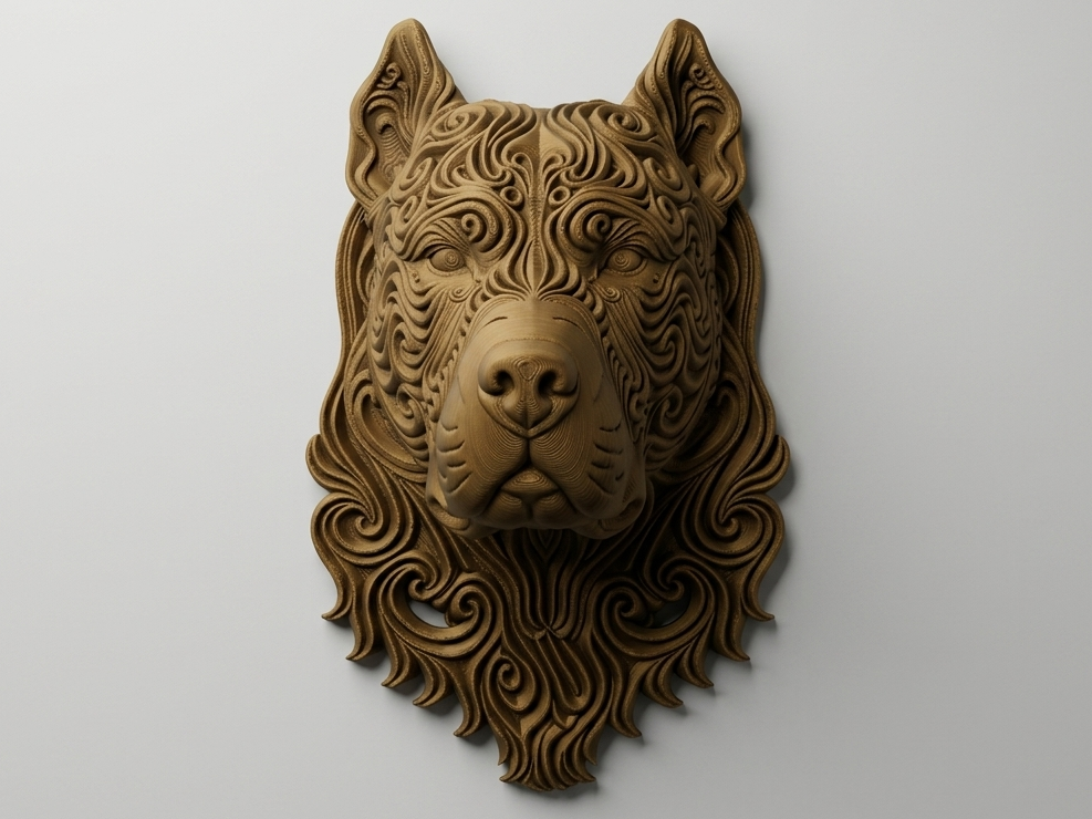 Pitbull 3D printed wall art by Mythical Makers 3D