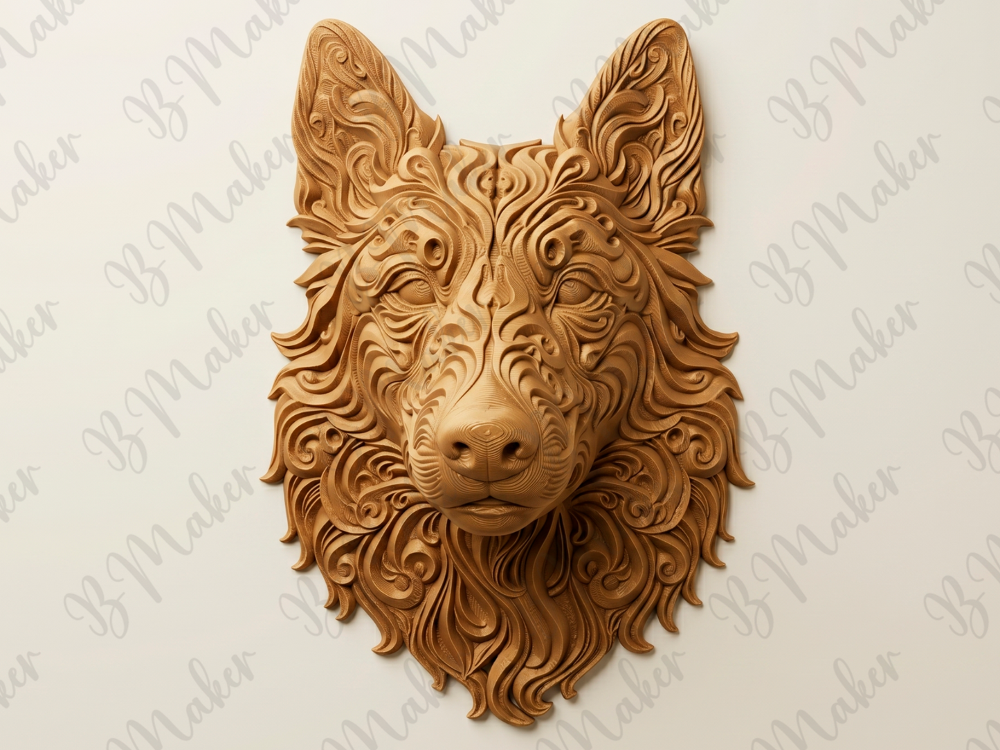 Belgian Shepherd Laekenois 3D printed wall art by Mythical Makers 3D