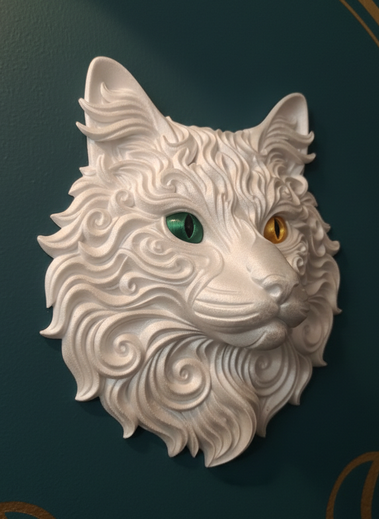 Angora Cat Head with Heterochromia wall art — view 2