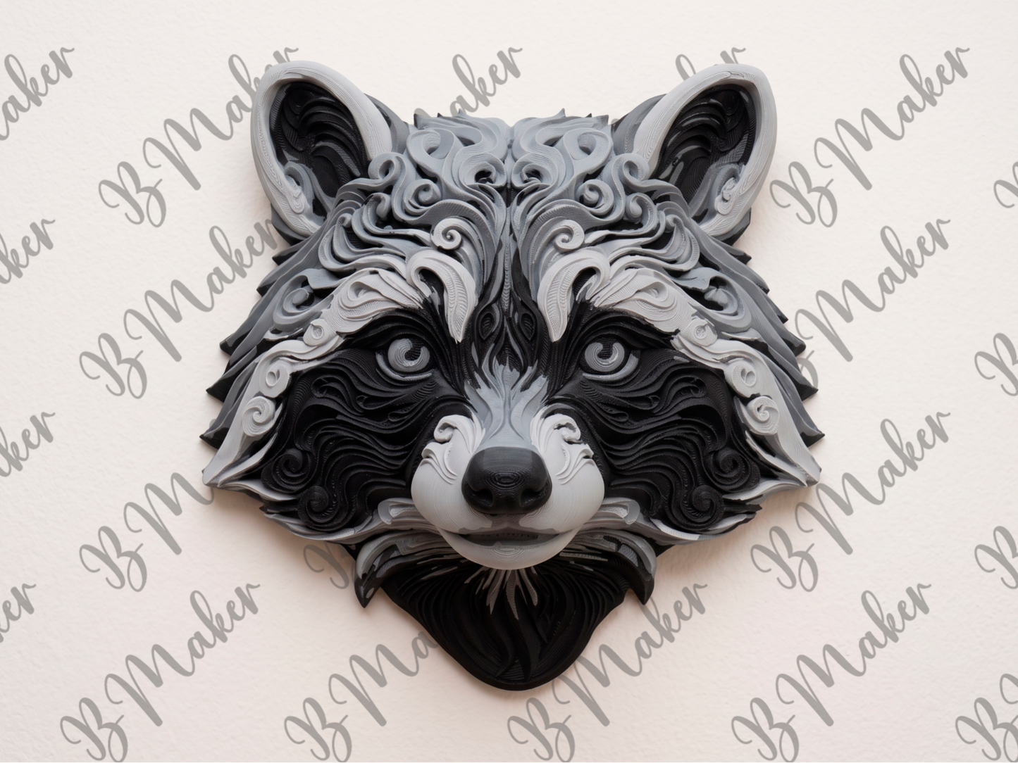 Raccoon 3D printed wall art by Mythical Makers 3D