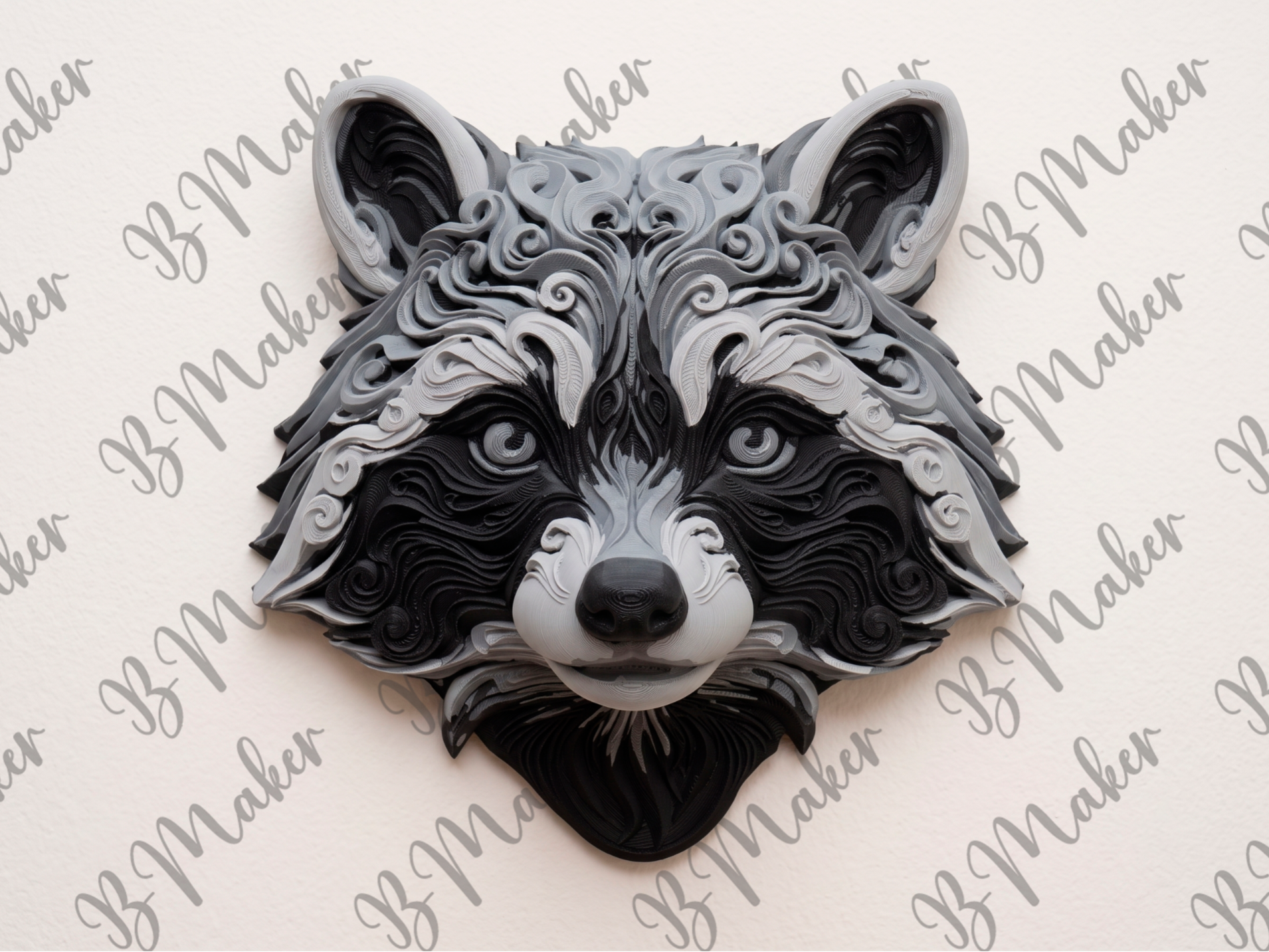Raccoon 3D printed wall art by Mythical Makers 3D