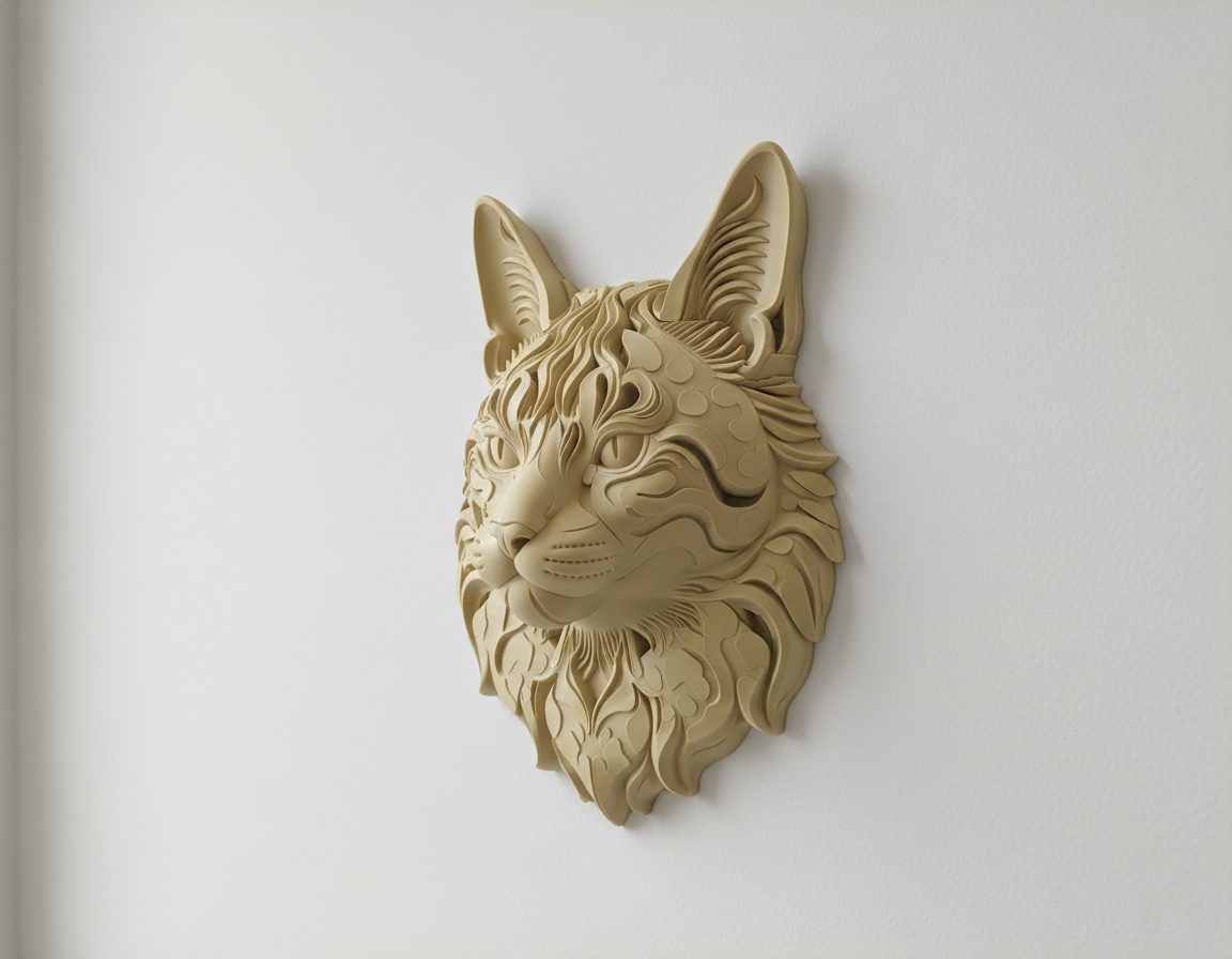 Ornamental Cat Head wall art — view 2