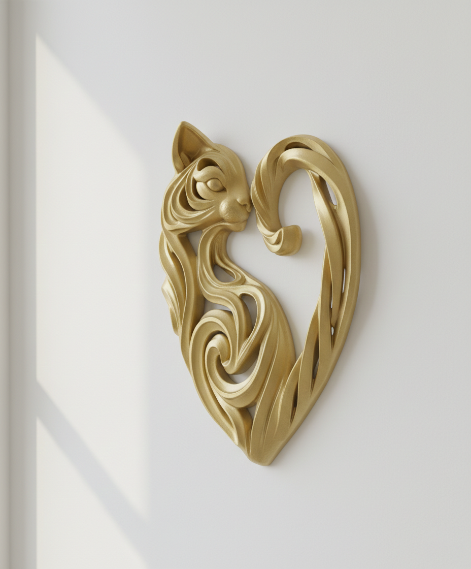 Cat Silhouette in Heart wall art — view 2