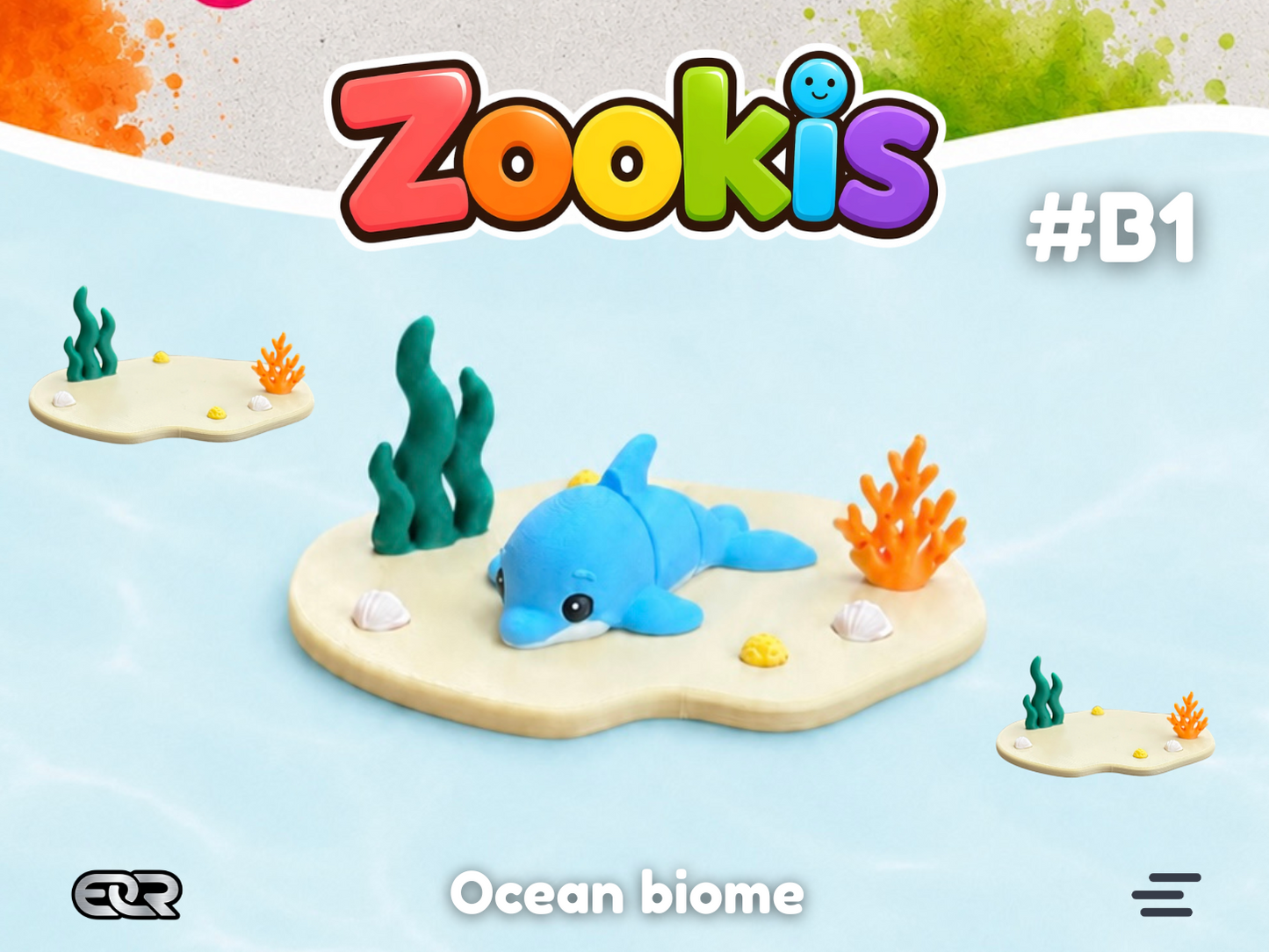 Ocean Biome — Zookis Display Base — 3D printed by Mythical Makers 3D